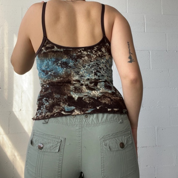 Y2K Sexy Lace Blue Brown Bustier Top - Picture 3 of 5